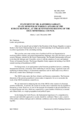 Statement by H.E. Mr. Kadyrbek SARBAEV, State Minister of Foreign Affairs, Kyrgyzstan