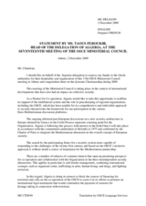 Statement by H.E. Mrs. Taous FEROUKHI, Permanent Representative to the OSCE, Algeria