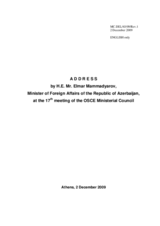 Statement by H.E. Mr. Elmar MAMMADYAROV, Minister of Foreign Affairs, Azerbaijan