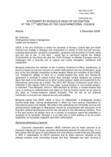 Statement by H.E. Mr Jargalsaikhan ENKHSAIKHAN, Permanent Representative to the OSCE, Mongolia