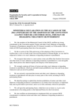 Ministerial Declaration on the Occasion of the 25th Anniversary of the Adoption of the Convention Against Torture and Other Cruel, Inhuman or Degrading Treatment or Punishment