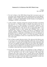Statement by Co-Chairmen of the OSCE Minsk Group