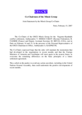 Joint statement by the OSCE Minsk Group Co-Chairs
