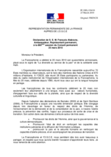 Statement by the Delegation of France on the 40th anniversary of the Organisation internationale de la Francophonie on 20 March 2010 (fr)