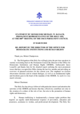Statement by the Delegation of the Holy See in response to the report by the Director of the Office for Democratic Institutions and Human Rights (ODIHR), Ambassador Janez Lenarcic