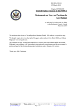 Statement by the Delegation of the United States on media situation in Azerbaijan