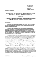 Statement by the Delegation of Switzerland in response to the report by the Director of the Office for Democratic Institutions and Human Rights (ODIHR), Ambassador Janez Lenarcic