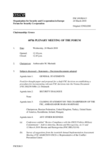 Journal of the 607th Plenary Meeting of the Forum for Security Co-operation