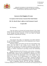 Statement by the Delegation of Georgia in response to the address by the Secretary-General of the United Nations, Ban Ki-moon