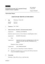 Journal of the 611th Plenary Meeting of the Forum for Security Co-operation