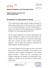 Statement by the Spanish Presidency of the Council of the European Union on media situation in Ukraine