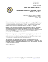 Statement by the Delegation of the United States on mid-term elections in the United States of America, to be held on 2 November 2010