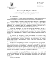 Statement by the Delegation of the United States on media situation in Ukraine