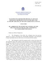 Statement by the Delegation of the Holy See in response to the address by the Secretary General of the Organization of the Islamic Conference, Ekmeleddin Ihsanoglu