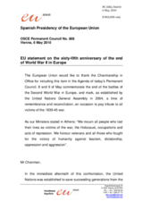 Statement by the Spanish Presidency of the Council of the European Union on the 65th anniversary of the end of World War II in Europe