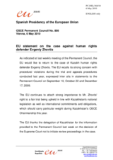 Statement by the Spanish Presidency of the Council of the European Union on the case of Yevgeniy Zhovtis in Kazakhstan