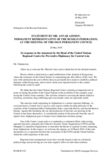 Statement by the Delegation of the Russian Federation in response to the address by the Special Representative of the UN SG and Head of the UN Regional Centre for Preventive Diplomacy for Central Asia (UNRCCA), Ambassador Miroslav Jenca