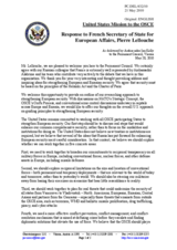 Statement by the Delegation of the United States in response to the address by the Minister of State for European Affairs of France, Pierre Lellouche