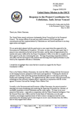 Statement by the Delegation of the United States in response to the report by the OSCE Project Co-ordinator in Uzbekistan, Ambassdor Istvan Venczel