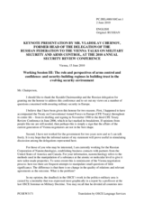 Keynote Speech by Mr. Vladislav Chernov, Former Head of the Delegation of the Russian Federation to the Vienna Talks on Military Security and Arms Control