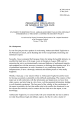 Statement by the Delegation of Norway in response to the address by the Diplomat-in-Residence at the Geneva Centre for Security Policy, Ambassador Heidi Tagliavini