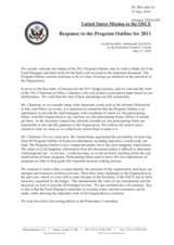 Statement by the Delegation of the United States in response to the presentation of the 2011 Programme Outline by the Secretary General, Ambassador Marc Perrin de Brichambaut