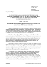 Statement by the Delegation of Belgium in response to the presentation on Russian military doctrine and current reform of the armed forces of the Russian Federation by Major-General Sergey F. Rudskoy