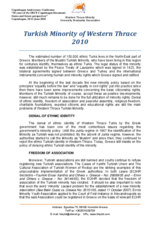 Contribution by the Western Thrace Minority, Turkish Minority of Western Thrace 2010