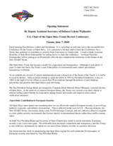 Opening Statement by Ms. Celeste Wallander, US Deputy Assistant Secretary of Defense