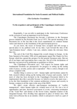 Contribution by Mr. Gorbachev, International Foundation for Socio-Economic and Political Studies- the Gorbachev Foundation