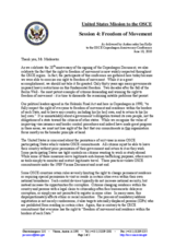 US Statement Delivered by Amb. Ian Kelly on Freedom of Movement