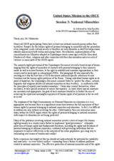 US Statement Delivered by Ms. Julie Raschka on National Minorities