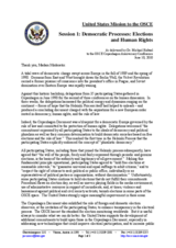 US Statement Delivered by Mr. Michael Haltzel on Democratic Processes-  Elections and Human Rights