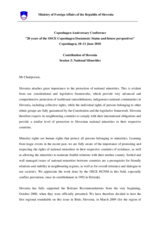 Contribution by Slovenia on National Minorities