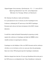 Opening Statement by H.E. Mr. Lene Espersen, Minister for Foreign Affairs of Denmark