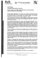 Press Release by the FIDH and the Civil Society Institute on the Occasion of the Universal Periodic Review of Armenia