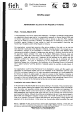 Briefing Paper by several NGOs on the Administration of justice in the Republic of Armenia