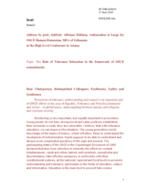 Address by Mr. Alfonsas Eidintas, Ambassador at Large for OSCE Human Dimension, Ministry of Foreign Affairs, Lithuania