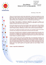 Press Release on the Debate in PACE on Islamophobia by COJEP International