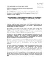 Statement on the Importance of Explicitly Adressing Intolerance and Discrimination on the Grounds of Sexual Orientation and Gender Identity in the OSCE Region