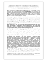 Religious Freedom Concerns in Kazakhstan
