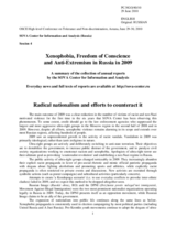Contribution on Xenophobia, Freedom of Conscience and Anti-Extremism in Russia in 2009