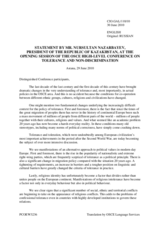 Statement by H.E. Nursultan Nazerbayev, President of Kazakhstan