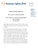Statement by Human Rights First