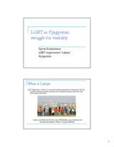 Side Event LGBT  in Central Asia - LGBT in Kyrgyzstan, Struggle for Visibility by Ms Syinat Sultanalieva