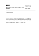 Introductory remarks by Ambassador Pierre Champenois of the Belgian Chairmanship, Seminar on Military Doctrine