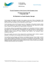 Statement by the Finnish Presidency of the Council of the European Union on South Ossetia, Georgia