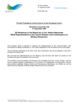 Statement by the Finnish Presidency of the Council of the European Union in response to the report by Helmut Napiontek, OSCE representative to the Latvian-Russian Joint Commission on Military Pensioners
