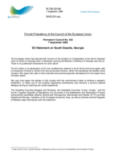 Statement by the Finnish Presidency of the Council of the European Union on South Ossetia, Georgia