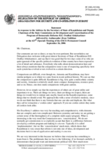 Statement by the Del. of the Republic of Armenia in response to the address by H.E Oralbai Abdykarimov, Secretary of State of Kazakhstan and Deputy Chairman of the State Commission on Development and Concretization of the Programme of Democratic Reforms